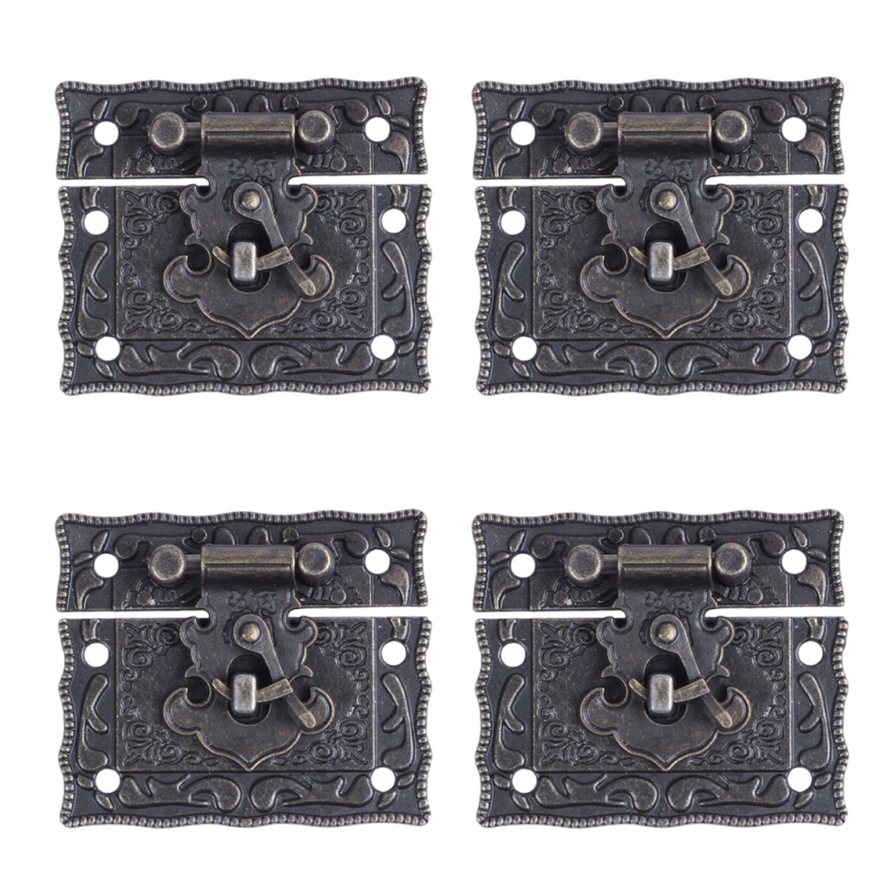 Wood Case Chest Box Rectangle Clasp Closure Hasp Latches Bronze Tone 4713514244155