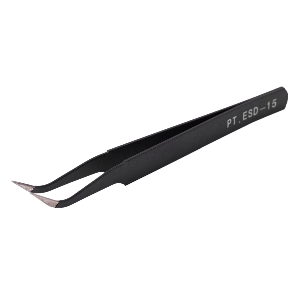 Nail Art Eyelashes Extension Straight&Curved Tweezers Tool Set-Black