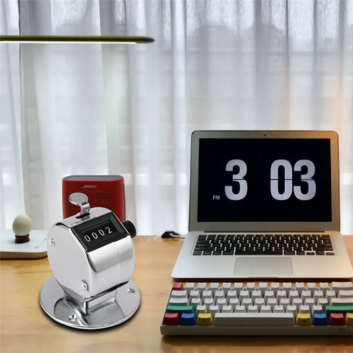 Round Base 4 Digit Manual Hand Tally Mechanical Palm Click Counter 2