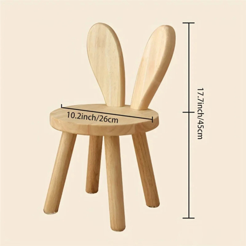 Small Board Stool, Cute Ears Solid Wood Small Stool 1