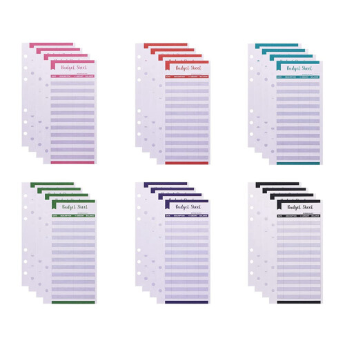 Budget Sheets with Hole 48Pcs for A6 Binder Wallet Pockets Planner 1