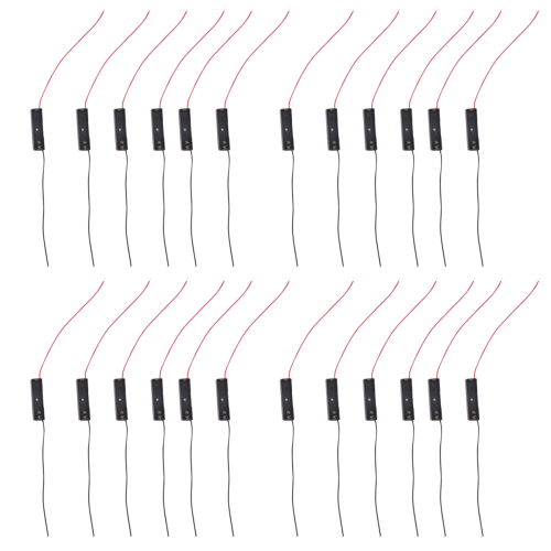 6Pcs Wired Connector 1.5V AAA Battery Holder Plastic Case black