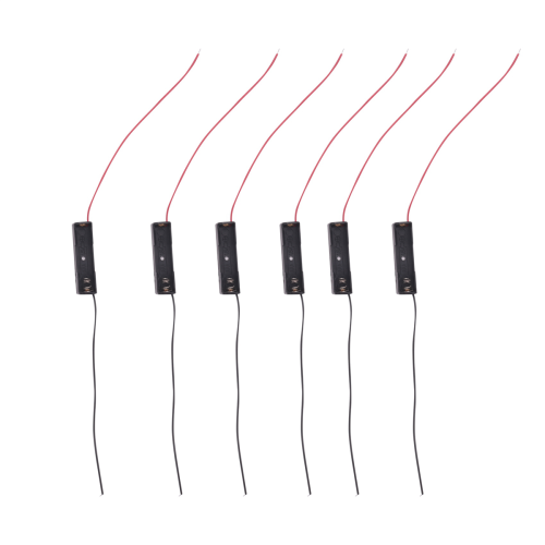 6Pcs Wired Connector 1.5V AAA Battery Holder Plastic Case black 1
