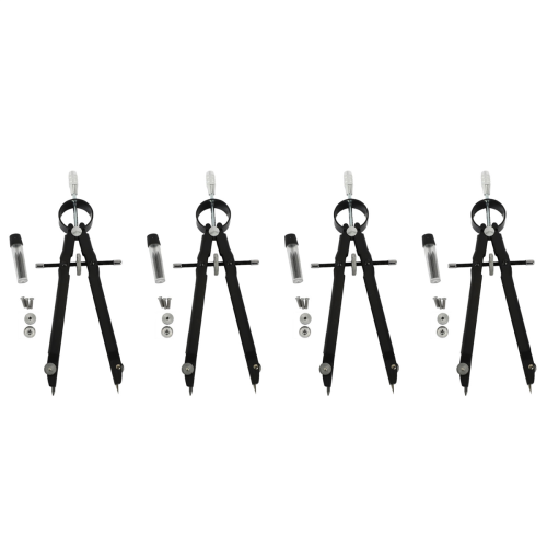 Geometry Set with Lock, Math and Precision Compass, Metal(black)