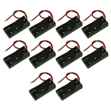 Black Plastic Battery Case Holder Wire 2 x 1.5V AAA