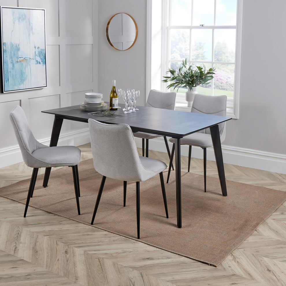 (Table with 4 Chairs) Home Source Florian Extending Dining Table and Odette 4, 6 or 8 Chair Sets
