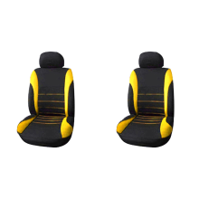 Front Car Seat Covers Front Ready , 2-Piece Set(Black+Yellow)