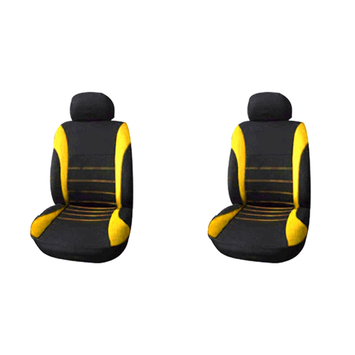 Front Car Seat Covers Front Ready , 2-Piece Set(Black+Yellow)