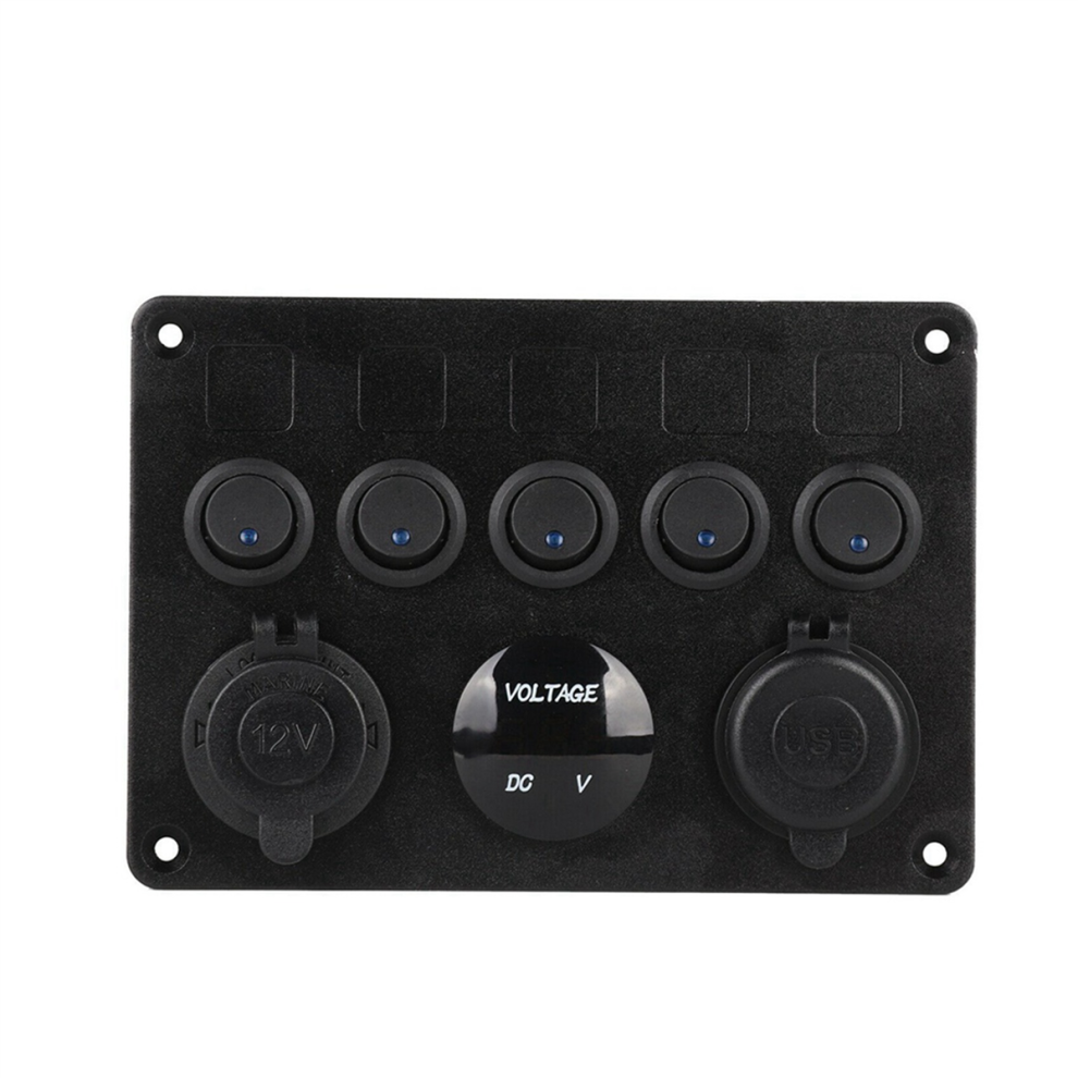 5 Gang 12V/24V Inline-Fuse Box Led Switch Panel 4712509982010