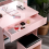 LED Dressing Table Mirror Modern Makeup Desk Vanity Table Set + Stool Pink 10