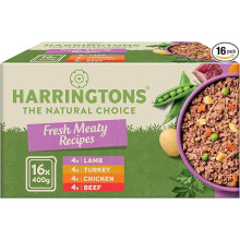 Harringtons Grain Free Hypoallergenic Wet Dog Food Meaty Pack 16x400g - Chicken, Lamb, Beef & Turkey - All Natural Ingredients (Packing may vary)