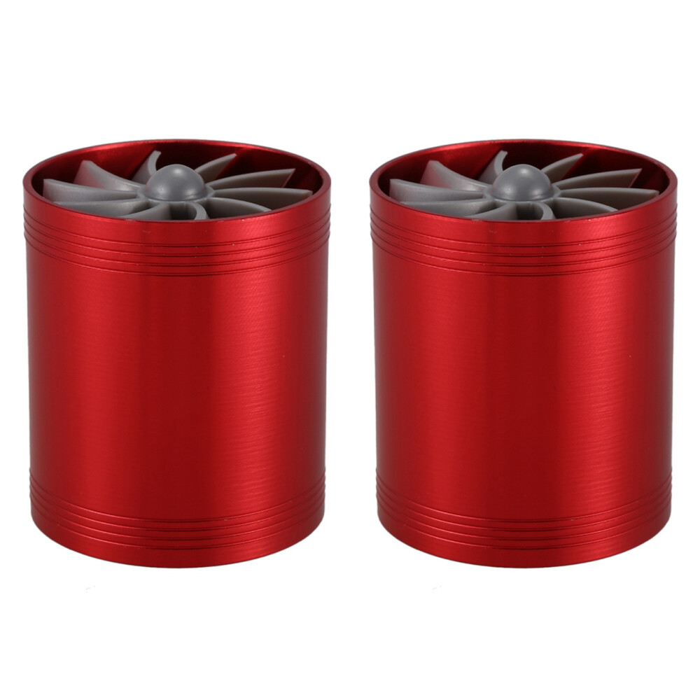 Double Turbo Charger Air Intake Gas Fuel Saver Fan For Car (Red) Red 4712509999247