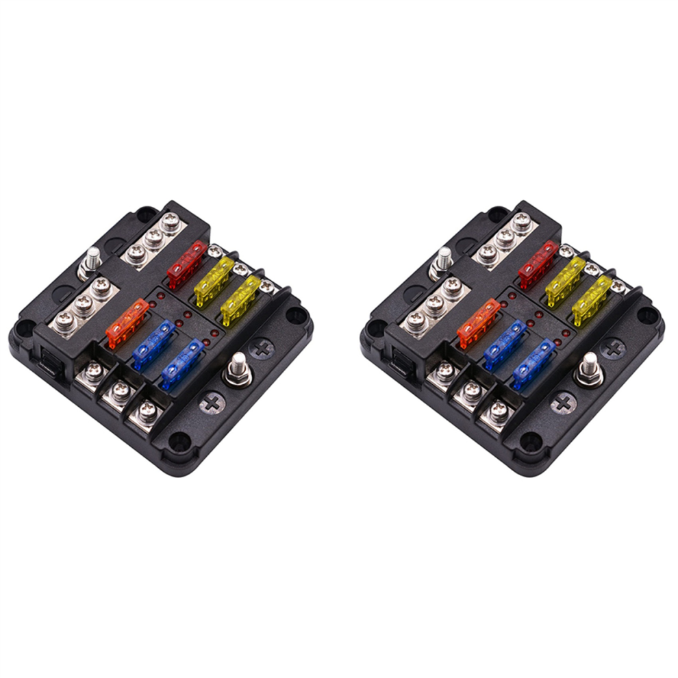 6 Way Blade Fuse Holder Block With Led Indicator For 12V Boat Car 4712509903343