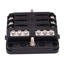 Blocco fusibili a 6 vie, con indicatore LED, 12 circuiti per auto CC 12/24 V