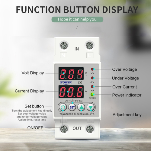 Din Rail Dual Display Protective Device Protector Relay 40A 220V 230V 1