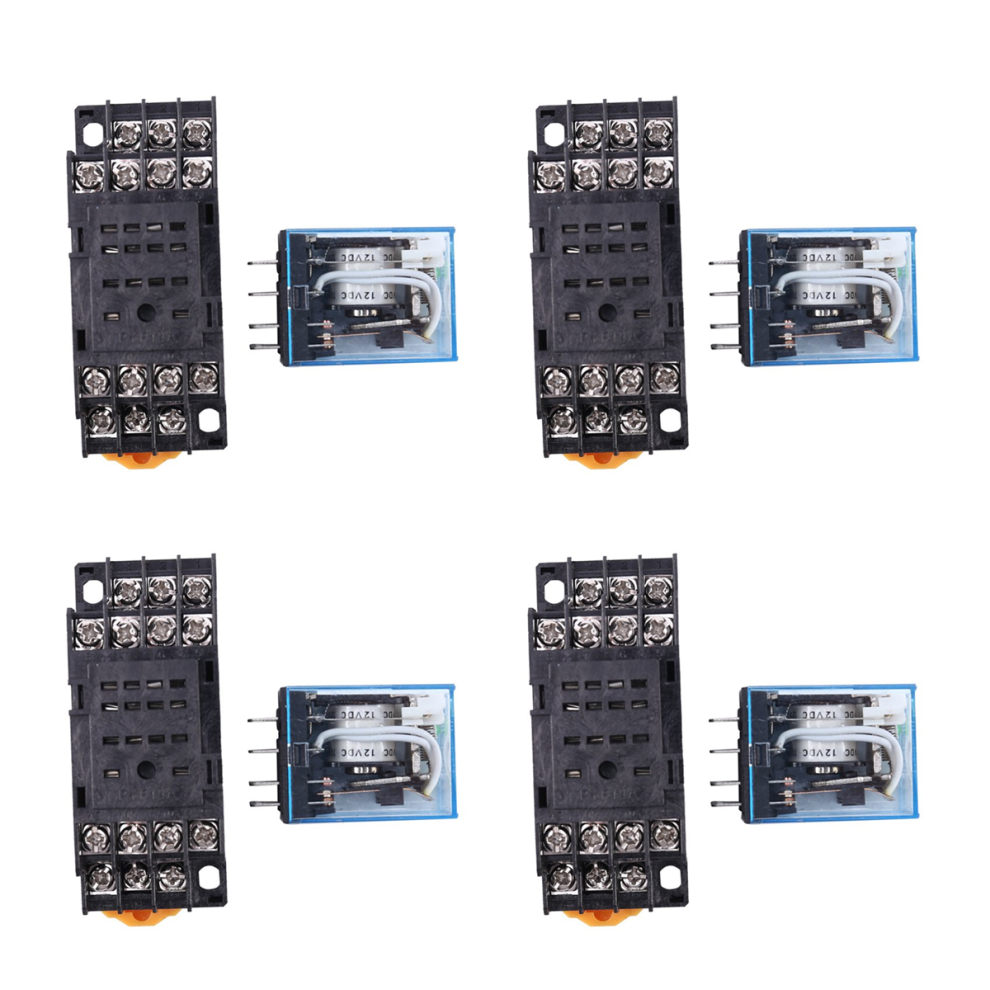 Hh54p Dc 12V 4Pdt 14 Pins Electromagnetic Power Relay Dyf14a Base 4712509906511