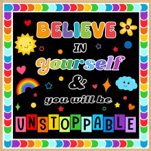 LioNergy GELOOF in JEZELF Klaslokaal Bulletin Board Decoratieset Motiverende Uitsnijdingen Bulletin Board Muur Deur Decor voor Kleuterschool Kleuters