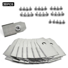 30Pcs for Husqvarna Lawn Mower Stainless Steel Replacement Cutting Blades, 35x18mm - Silver