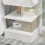 SoBuy Bedside Table with Drawer & Shelves, White 8