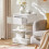 SoBuy Bedside Table with Drawer & Shelves, White 4