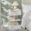 SoBuy Bedside Table with Drawer & Shelves, White 2
