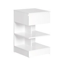 SoBuy White Side Table with Drawer & 2 Shelves