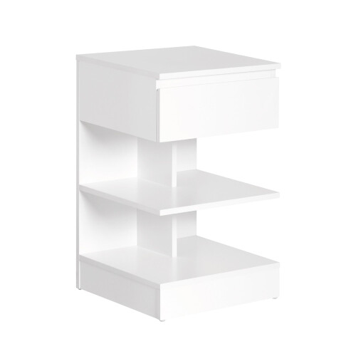 SoBuy Bedside Table with Drawer & Shelves, White