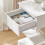 SoBuy Bedside Table with Drawer & Shelves, White 7