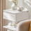 SoBuy Bedside Table with Drawer & Shelves, White 5