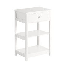 SoBuy White Bedside Table with Drawer & 2 Shelves