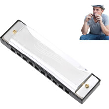 Blues Harmonica in C,Harmonicas for Adults,Diatonic 10 Holes 20 Tones Mouth Organ Key of C Stainless Steel Mini Blues Harmonica,Harmonica Key of C
