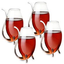 True Douro Port Sippers Kieliszki do wina porto Zestaw do picia Kieliszki do wina ze slomka Wbudowane przezroczyste filizanki Zestaw 4 filizanek