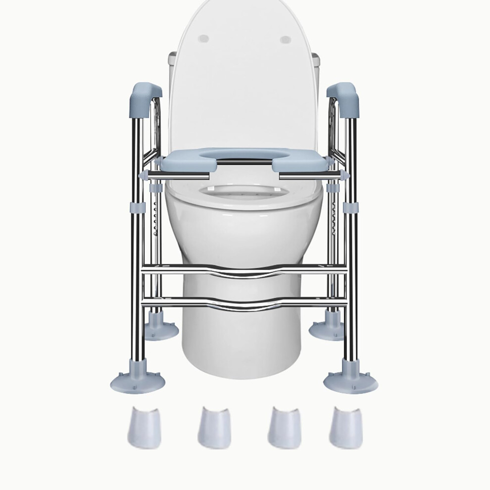 Toilet Seat Raiser with Armrests, Height Adjustable, No Drilling Required