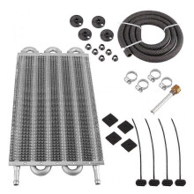(6 Rows, Silver) Aluminum Alloy Universal Oil Cooler Transmission Auto Manual Radiator Converter