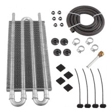 (4 Rows, Silver) Aluminum Alloy Universal Oil Cooler Transmission Auto Manual Radiator Converter