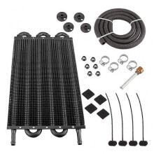 (6 Rows, Black) Aluminum Alloy Universal Oil Cooler Transmission Auto Manual Radiator Converter