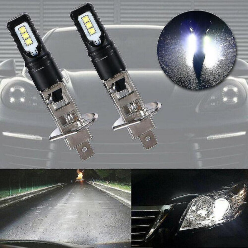 2x H1 6000k 6000lm Drl Led Kit High-beam 2
