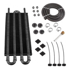 (4 Rows, Black) Aluminum Alloy Universal Oil Cooler Transmission Auto Manual Radiator Converter