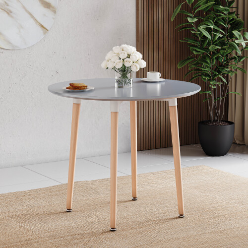 Vida Designs (Grey, 4 Seater) Batley Round Wooden Dining Table - Kitchen/Home