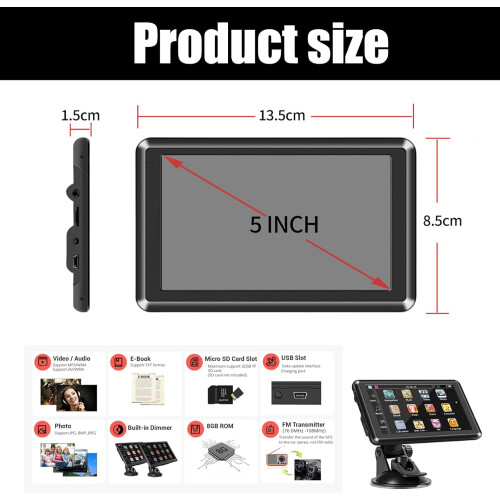 5 Inch Sat Nav, HD Touch Screen GPS Navigation 2