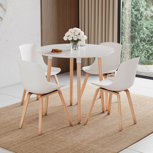 Vida Designs (White, 4 Seater) Batley Round Wooden Dining Table - Kitchen/Home 2