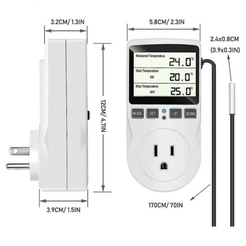Digital Temperature , Lcd Screen Ing Ing Reptile Tat with Sensor Probe ,/ 1800w 120v Plug 1