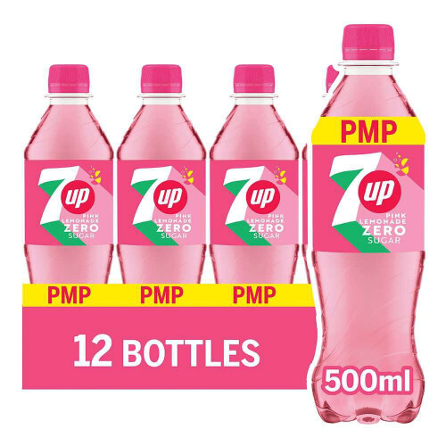 7Up Zero Sugar Pink Lemonade Bottle 500ml (Pack of 12) 2
