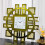 Golden Sparkle Mirrored Clock Wall Clock with Crushed Diamond Inlay 1