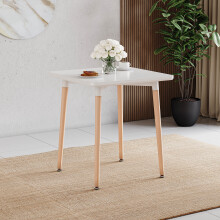 (White, 2 Seater) Batley Wood Dining Table - Square or Rectangle