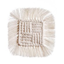 Cotton Rope Tassel Insulated Placemat Dessert Retro Fabric Hot Pot Holder Cotton Rope Coaster Woven Placemat Macrame Coaster Plate Mat
