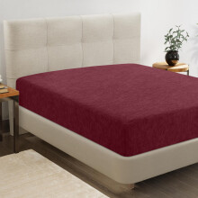 (King Fitted Sheet 30cm, Burgundy/Red) 100% Cotton Fitted Sheet Fully Elasticated 30CM Bed Sheets Double King Super King
