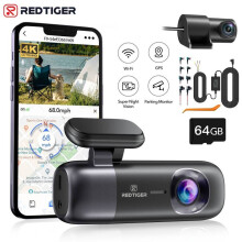 REDTIGER F9 Dash Cam Front and Rear 4K Dash Camera WiFi GPS with Hardwire Kit