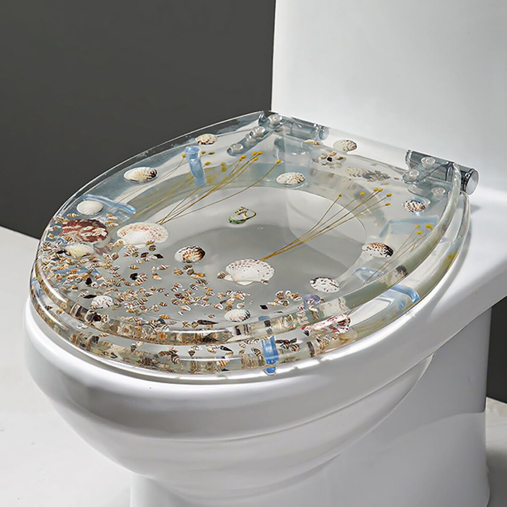 Transparent Resin Toilet Seat With Soft Close Lid Stainless Steel Hinges 6276012039855
