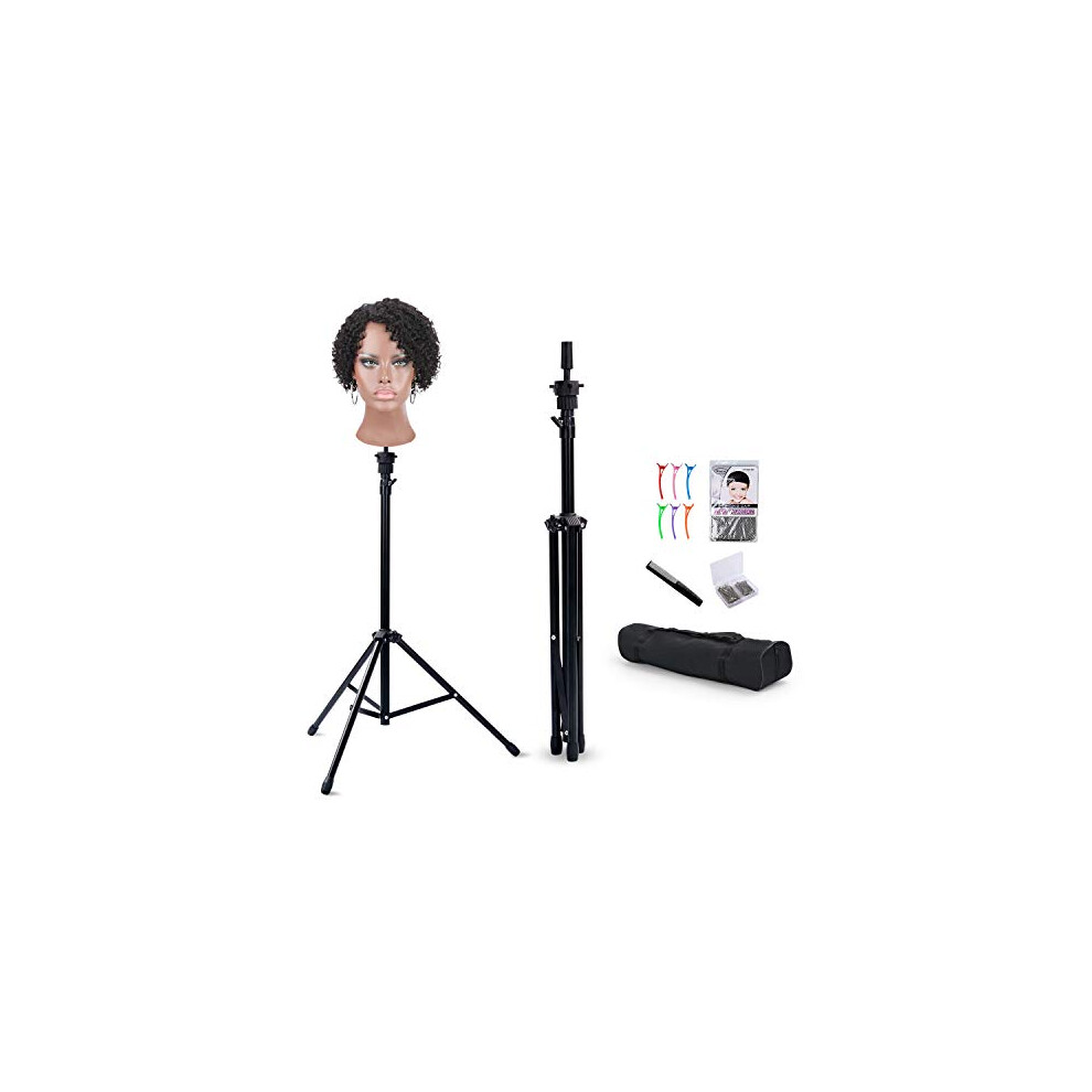 Support De Perruque Renforc? Klvied Tr?Pied Support De T?Te De Mannequin R?Glable Ho-image